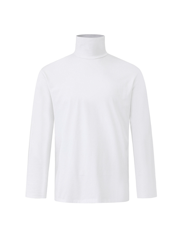 MYQ Jednostavan stil s visokim ovratnikom i dugim rukavom, muški T-shirt, 100% pamuk, zimski temeljni sloj, korejski stil