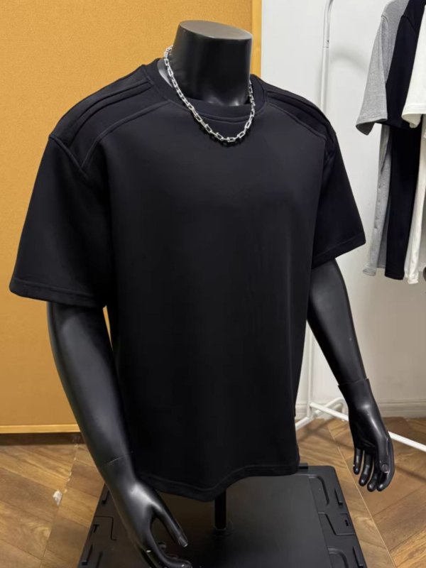Ανδρικό βαρέως τύπου κοντομάνικο T-shirt, καλοκαίρι, αμερικανικού στυλ, μονόχρωμο, άνετη γραμμή
