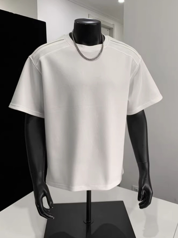 Ανδρικό βαρέως τύπου κοντομάνικο T-shirt, καλοκαίρι, αμερικανικού στυλ, μονόχρωμο, άνετη γραμμή