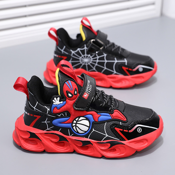 Παιδικά Παπούτσια Spider-Man με φώτα LED, δερμάτινο επάνω, αντιολισθητικά, ελαφριά, αθλητικά παπούτσια για τρέξιμο - Φθινόπωρο 2025