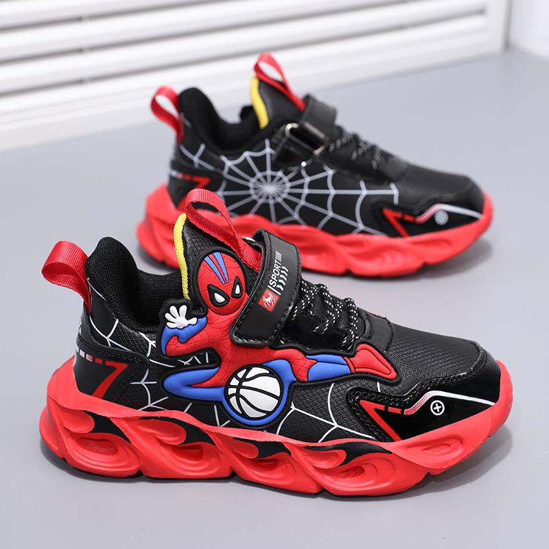 Παιδικά Παπούτσια Spider-Man με φώτα LED, δερμάτινο επάνω, αντιολισθητικά, ελαφριά, αθλητικά παπούτσια για τρέξιμο - Φθινόπωρο 2025