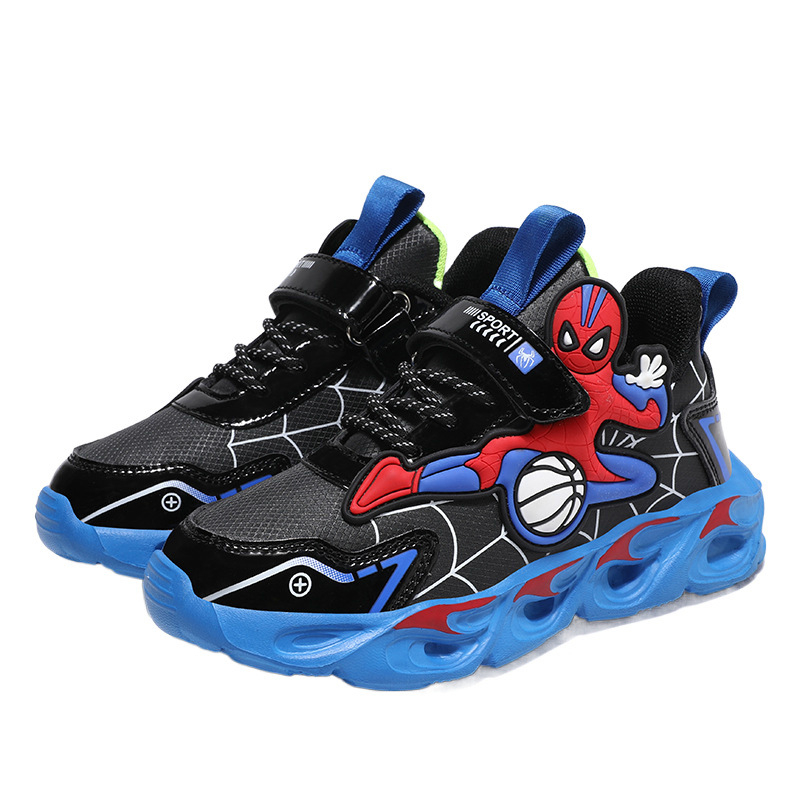Παιδικά Παπούτσια Spider-Man με φώτα LED, δερμάτινο επάνω, αντιολισθητικά, ελαφριά, αθλητικά παπούτσια για τρέξιμο - Φθινόπωρο 2025