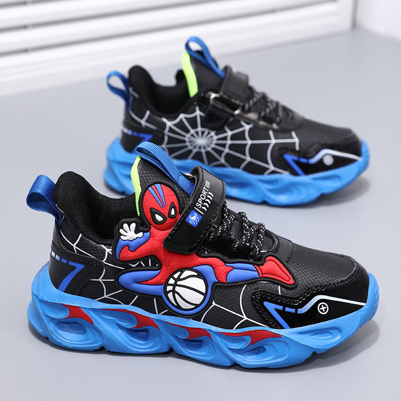 Παιδικά Παπούτσια Spider-Man με φώτα LED, δερμάτινο επάνω, αντιολισθητικά, ελαφριά, αθλητικά παπούτσια για τρέξιμο - Φθινόπωρο 2025