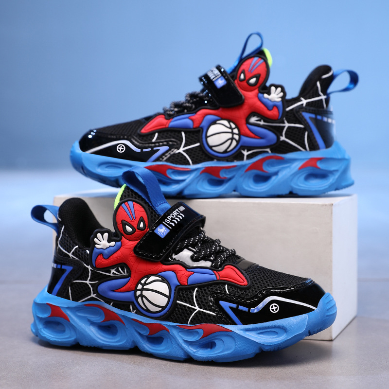 Παιδικά Παπούτσια Spider-Man με φώτα LED, δερμάτινο επάνω, αντιολισθητικά, ελαφριά, αθλητικά παπούτσια για τρέξιμο - Φθινόπωρο 2025