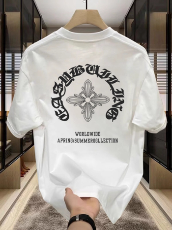 Ανδρικό κοντομάνικο T-shirt από 100% βαμβάκι, καλοκαίρι, κορεατικό στυλ, μινιμαλιστικό σχέδιο, φαρδιά γραμμή, στιλ Χονγκ Κονγκ, casual
