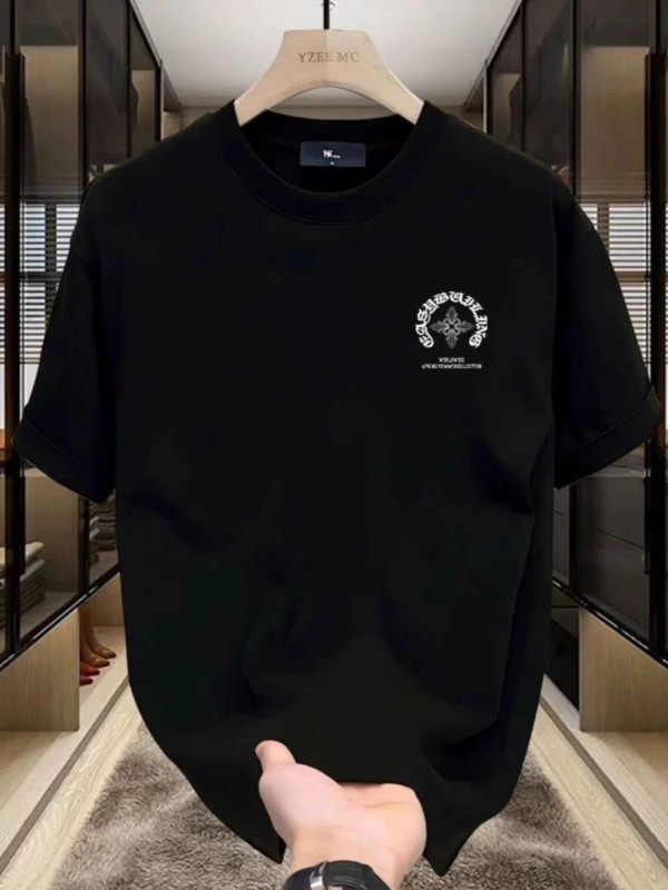 Ανδρικό κοντομάνικο T-shirt από 100% βαμβάκι, καλοκαίρι, κορεατικό στυλ, μινιμαλιστικό σχέδιο, φαρδιά γραμμή, στιλ Χονγκ Κονγκ, casual