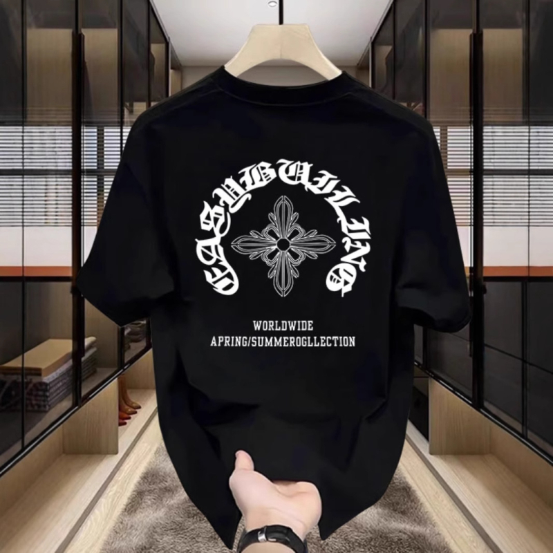 Ανδρικό κοντομάνικο T-shirt από 100% βαμβάκι, καλοκαίρι, κορεατικό στυλ, μινιμαλιστικό σχέδιο, φαρδιά γραμμή, στιλ Χονγκ Κονγκ, casual