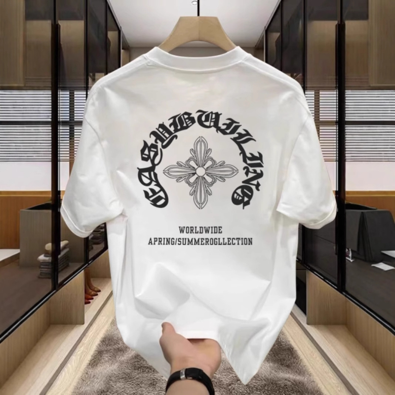 Ανδρικό κοντομάνικο T-shirt από 100% βαμβάκι, καλοκαίρι, κορεατικό στυλ, μινιμαλιστικό σχέδιο, φαρδιά γραμμή, στιλ Χονγκ Κονγκ, casual