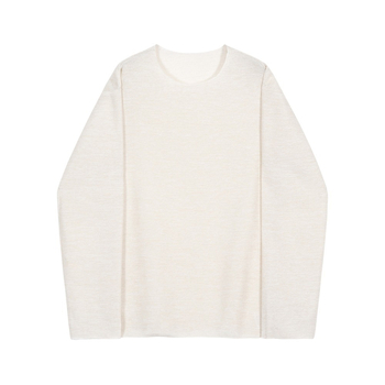 Bijeli muški T-shirt s okruglim izrezom, udoban kroj, dugi rukavi, casual stil, visoka kvaliteta