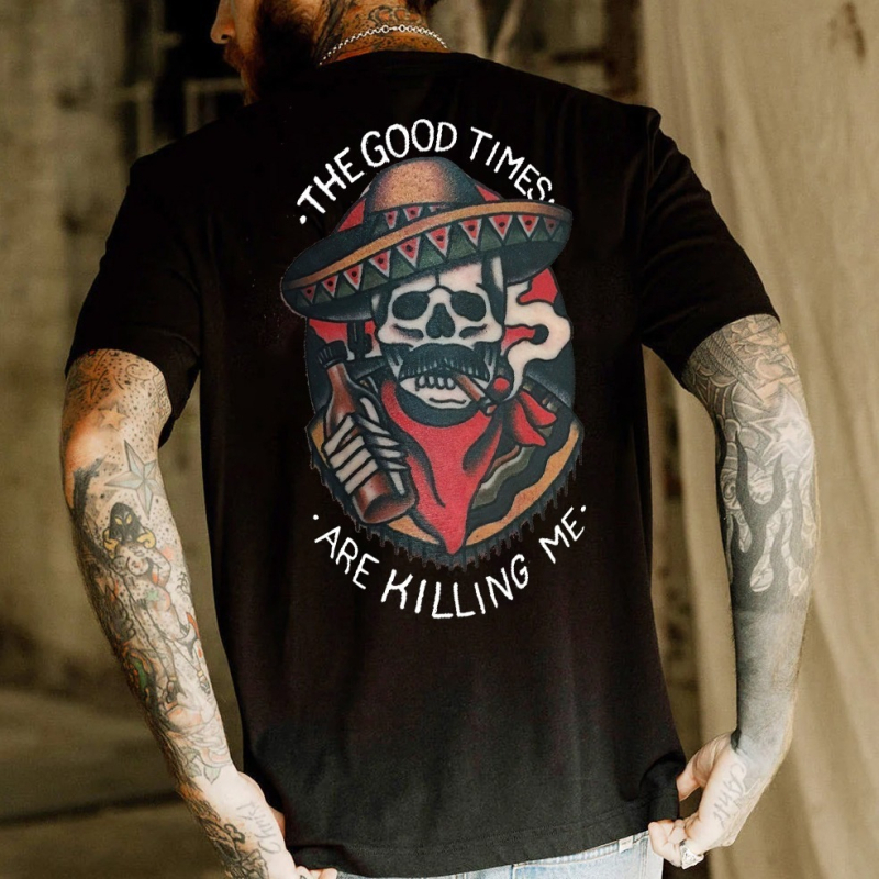 13446 Ανδρικό T‑shirt με εκτύπωση, 100% βαμβάκι, κοντό μανίκι, στρογγυλός λαιμός, ίσια γραμμή, σε απόθεμα