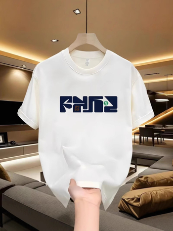 Ανδρικό κοντομάνικο βαμβακερό T-shirt, 2025 καλοκαίρι, άνετη γραμμή, στρογγυλός λαιμός, καθημερινή μόδα με εκτύπωση κινουμένων σχεδίων