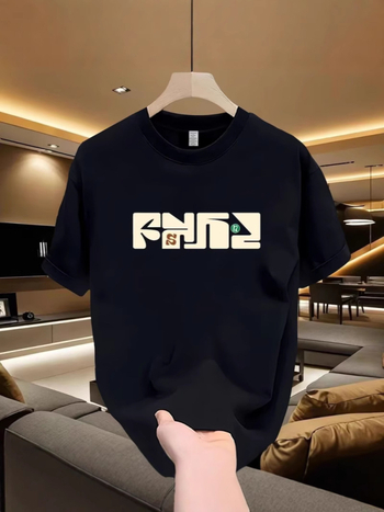 Ανδρικό κοντομάνικο βαμβακερό T-shirt, 2025 καλοκαίρι, άνετη γραμμή, στρογγυλός λαιμός, καθημερινή μόδα με εκτύπωση κινουμένων σχεδίων