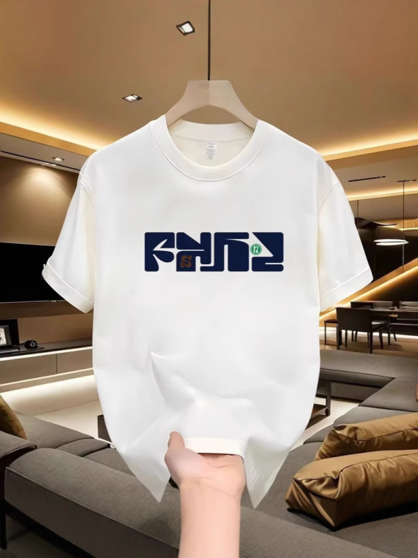 Ανδρικό κοντομάνικο βαμβακερό T-shirt, 2025 καλοκαίρι, άνετη γραμμή, στρογγυλός λαιμός, καθημερινή μόδα με εκτύπωση κινουμένων σχεδίων