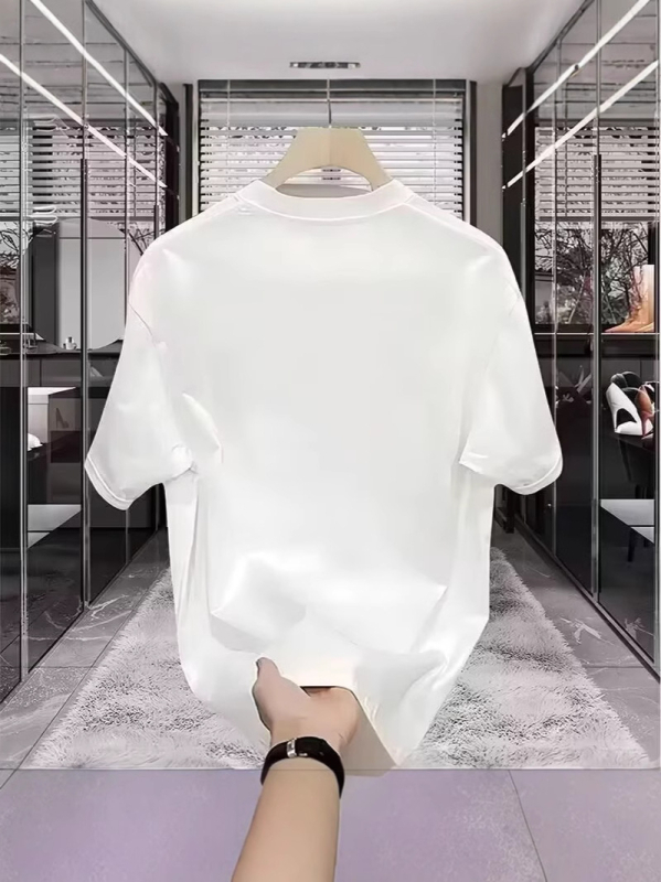 Ανδρικό κοντομάνικο βαμβακερό T-shirt, 2025 καλοκαίρι, άνετη γραμμή, στρογγυλός λαιμός, καθημερινή μόδα με εκτύπωση κινουμένων σχεδίων