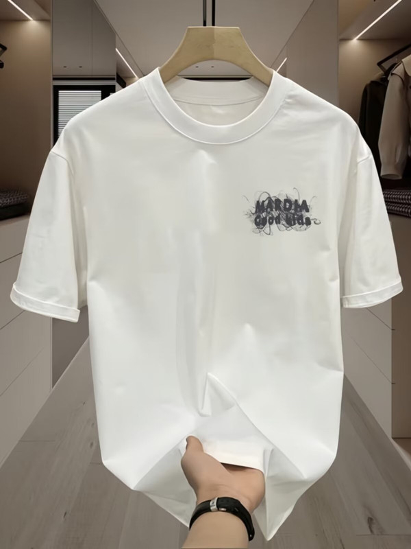 Ανδρικό κοντομάνικο T-shirt από 100% βαμβάκι με γεωμετρικό τύπωμα, στρογγυλή λαιμόκοψη, καλοκαίρι, casual