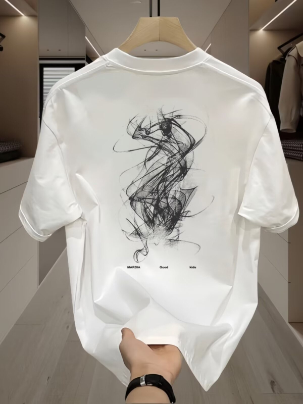 Ανδρικό κοντομάνικο T-shirt από 100% βαμβάκι με γεωμετρικό τύπωμα, στρογγυλή λαιμόκοψη, καλοκαίρι, casual