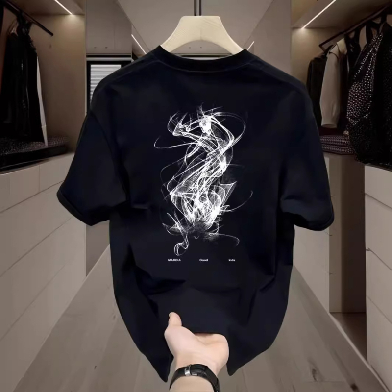 Ανδρικό κοντομάνικο T-shirt από 100% βαμβάκι με γεωμετρικό τύπωμα, στρογγυλή λαιμόκοψη, καλοκαίρι, casual