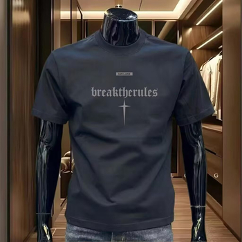 Ανδρικό βαμβακερό T‑shirt με εκτύπωση καρτούν, κοντό μανίκι, στρογγυλός λαιμός, καλοκαίρι 2025