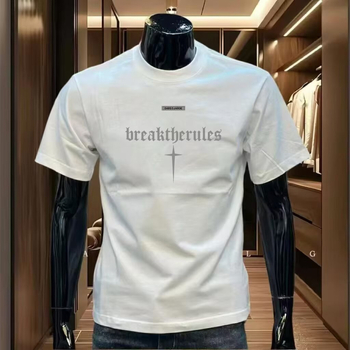 Ανδρικό βαμβακερό T‑shirt με εκτύπωση καρτούν, κοντό μανίκι, στρογγυλός λαιμός, καλοκαίρι 2025