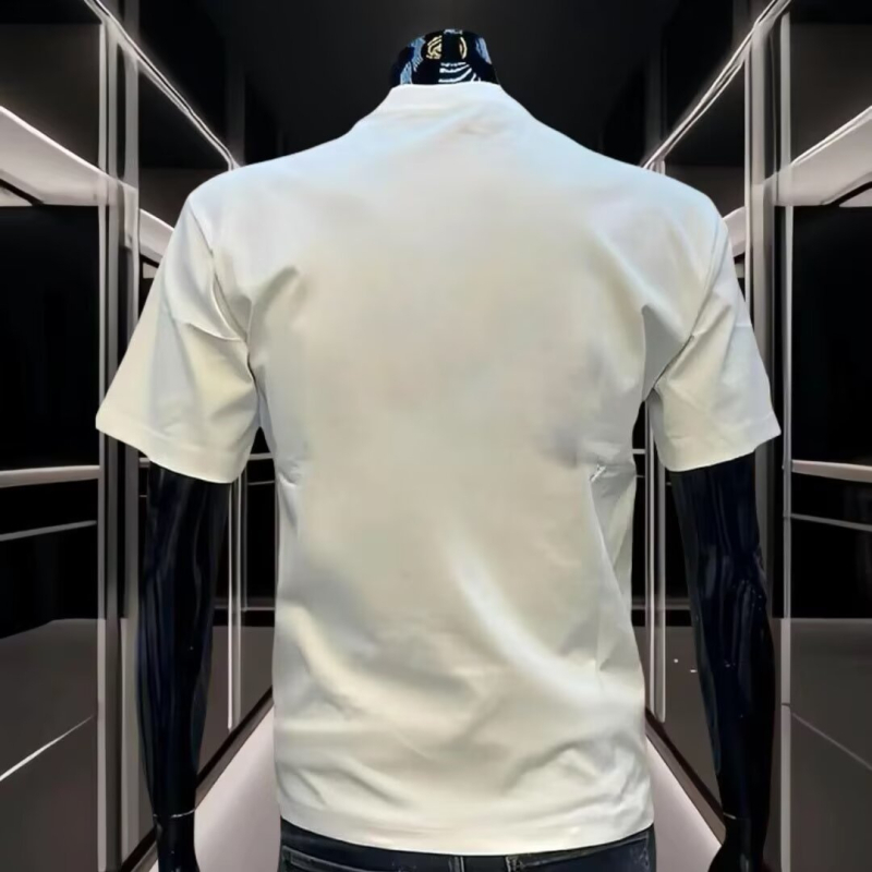 Ανδρικό βαμβακερό T‑shirt με εκτύπωση καρτούν, κοντό μανίκι, στρογγυλός λαιμός, καλοκαίρι 2025