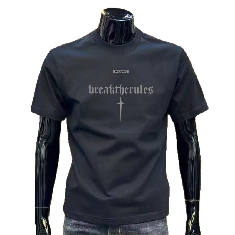 Ανδρικό βαμβακερό T‑shirt με εκτύπωση καρτούν, κοντό μανίκι, στρογγυλός λαιμός, καλοκαίρι 2025
