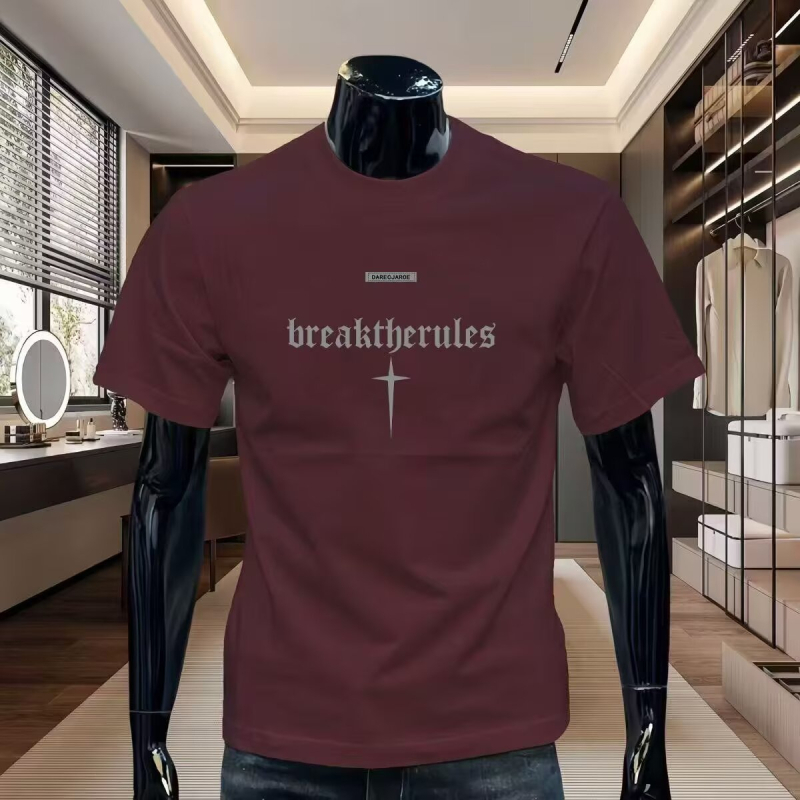 Ανδρικό βαμβακερό T‑shirt με εκτύπωση καρτούν, κοντό μανίκι, στρογγυλός λαιμός, καλοκαίρι 2025