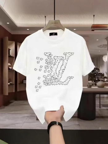 Καλοκαιρινή κοντομάνικη T-shirt από 100% βαμβάκι, unisex, χαλαρή γραμμή, γεωμετρικό τύπωμα, στρογγυλή λαιμόκοψη