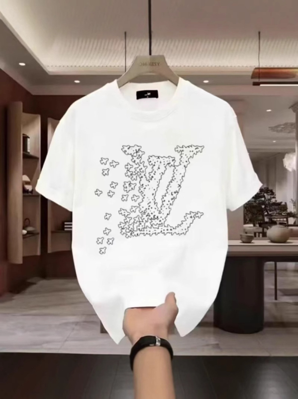 Καλοκαιρινή κοντομάνικη T-shirt από 100% βαμβάκι, unisex, χαλαρή γραμμή, γεωμετρικό τύπωμα, στρογγυλή λαιμόκοψη