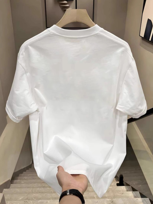 Καλοκαιρινή κοντομάνικη T-shirt από 100% βαμβάκι, unisex, χαλαρή γραμμή, γεωμετρικό τύπωμα, στρογγυλή λαιμόκοψη