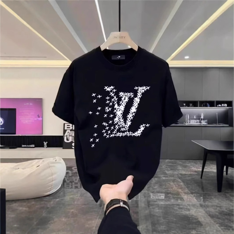Καλοκαιρινή κοντομάνικη T-shirt από 100% βαμβάκι, unisex, χαλαρή γραμμή, γεωμετρικό τύπωμα, στρογγυλή λαιμόκοψη