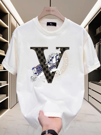 Αμερικανικού στυλ βαμβακερή αντρική T-shirt με τύπωμα, κοντό μανίκι, καλοκαίρι, στρογγυλή λαιμόκοψη, σχέδιο καρτούν