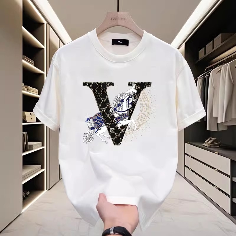Αμερικανικού στυλ βαμβακερή αντρική T-shirt με τύπωμα, κοντό μανίκι, καλοκαίρι, στρογγυλή λαιμόκοψη, σχέδιο καρτούν