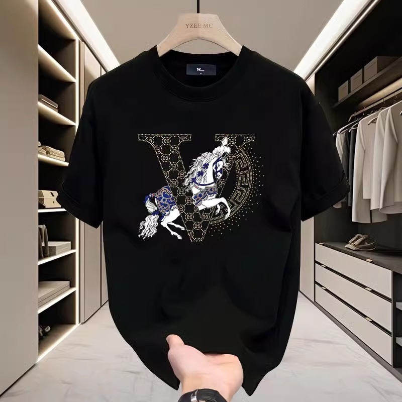 Αμερικανικού στυλ βαμβακερή αντρική T-shirt με τύπωμα, κοντό μανίκι, καλοκαίρι, στρογγυλή λαιμόκοψη, σχέδιο καρτούν