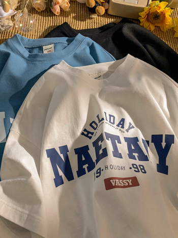 Ανδρικό κοντομάνικο T‑shirt σε αμερικάνικο στυλ, 100% βαμβάκι, καλοκαιρινό, χαλαρή γραμμή