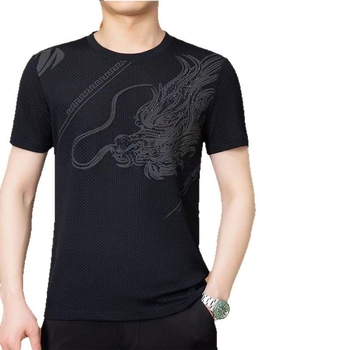 Ανδρική καλοκαιρινή T‑shirt από ice silk, διαπνέουσα, με στρογγυλό λαιμό, κοντά μανίκια, ελαφριά και δροσερή, με εκτύπωση