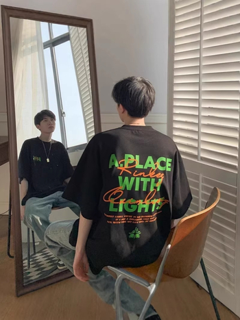 Ανδρικό κοντομάνικο T-shirt από 100% βαμβάκι, σε στυλ αμερικανικού δρόμου, άνετη γραμμή, T-shirt με τύπωμα γραμμάτων για καλοκαίρι