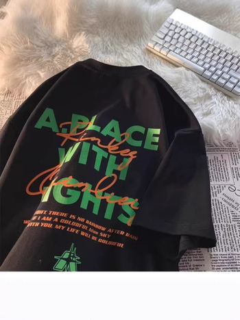 Ανδρικό κοντομάνικο T-shirt από 100% βαμβάκι, σε στυλ αμερικανικού δρόμου, άνετη γραμμή, T-shirt με τύπωμα γραμμάτων για καλοκαίρι