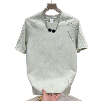 Férfi tie-dye rövid ujjú póló, 2026 nyár, egyszerű panel dizájn, sokoldalú, elegáns megjelenés