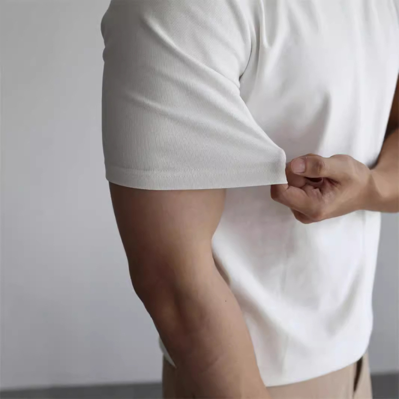 Muški T-shirt s kratkim rukavima i zaobljenim izrezom, 100% pamuk, elastičan, vintage, jednobojna, 2025 američki stil