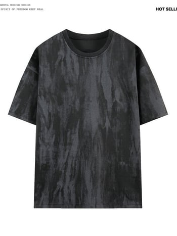 Ανδρικό κοντομάνικο T-shirt tie-dye, χαλαρή γραμμή, καλοκαίρι, αναπνεύσιμο βαμβάκι