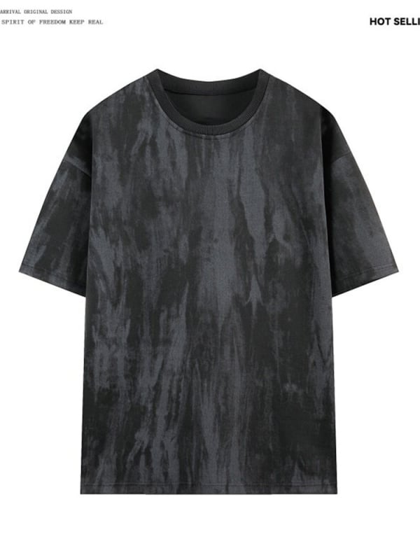 Ανδρικό κοντομάνικο T-shirt tie-dye, χαλαρή γραμμή, καλοκαίρι, αναπνεύσιμο βαμβάκι