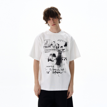 Ανδρικό κοντομάνικο βαμβακερό T‑shirt με γεωμετρικό σχέδιο, αμερικανικού στυλ streetwear, στρογγυλός λαιμός, καλοκαιρινή καθημερινή ενδυμασία