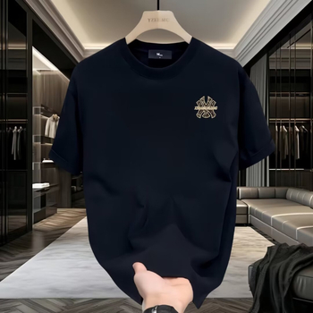 Ανδρικό T-shirt από 100% βαμβάκι με εκτύπωση – κοντά μανίκια, στρογγυλός λαιμός, καλοκαίρι.