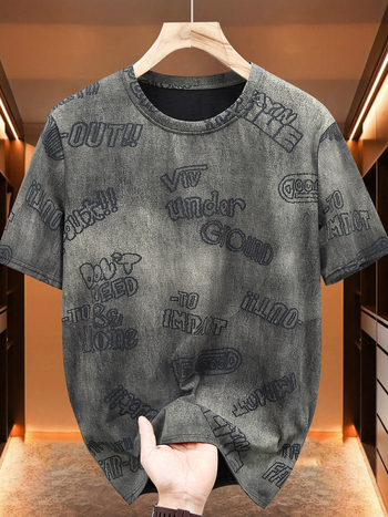Férfi rövid ujjú póló, lazább szabású, plusz méret, nyár 2024, tie-dye mintás