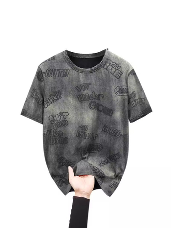 Férfi rövid ujjú póló, lazább szabású, plusz méret, nyár 2024, tie-dye mintás