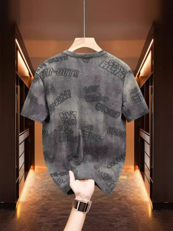 Férfi rövid ujjú póló, lazább szabású, plusz méret, nyár 2024, tie-dye mintás