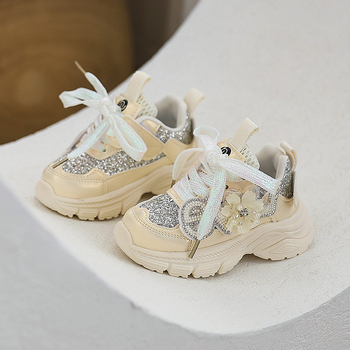 Κοριτσίστικα casual sneakers μόδας με στρας και παγιέτες, 2025 φθινοπωρινή συλλογή, πριγκιπικό στιλ με chunky σόλα