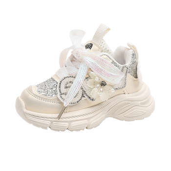 Κοριτσίστικα casual sneakers μόδας με στρας και παγιέτες, 2025 φθινοπωρινή συλλογή, πριγκιπικό στιλ με chunky σόλα