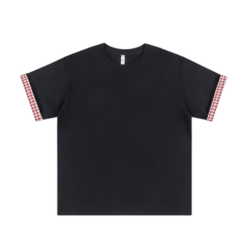 2026 Καλοκαίρι: Αντρικό T‑Shirt με καρό σχέδιο και χρωματικά μπλοκ, κοντό μανίκι, χαλαρή γραμμή