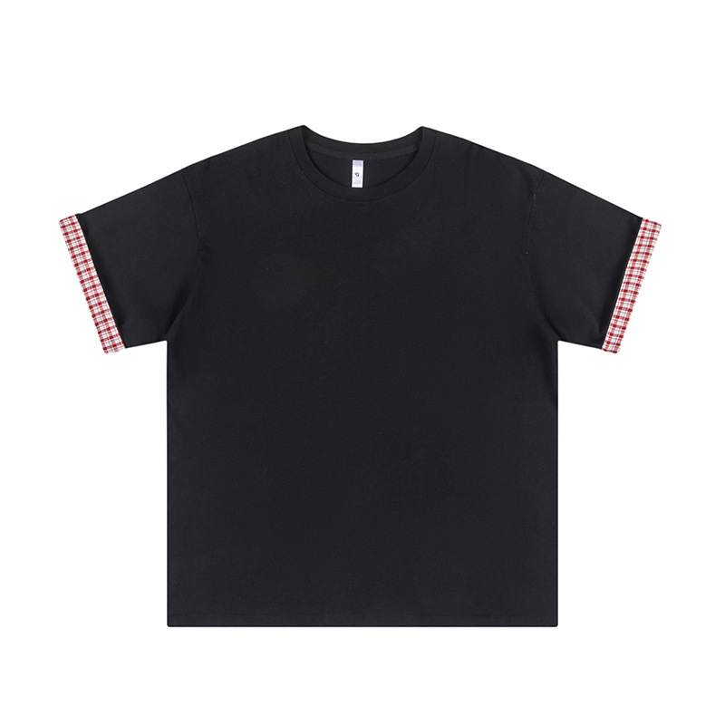 2026 Καλοκαίρι: Αντρικό T‑Shirt με καρό σχέδιο και χρωματικά μπλοκ, κοντό μανίκι, χαλαρή γραμμή